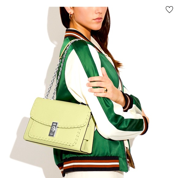 COACH NWT Lane Shoulder Bag With Whipstitch COLOR:
Silver/Pale Lime - Picture 3 of 16